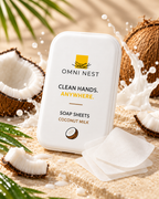 OMNI NEST Portable Soap Sheets 50 Pack Coconut Milk Travel Hand Wash Paper Soap