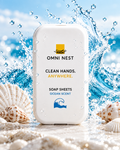 OMNI NEST Portable Soap Sheets 50 Pack Ocean Breeze Travel Hand Wash Paper Soap