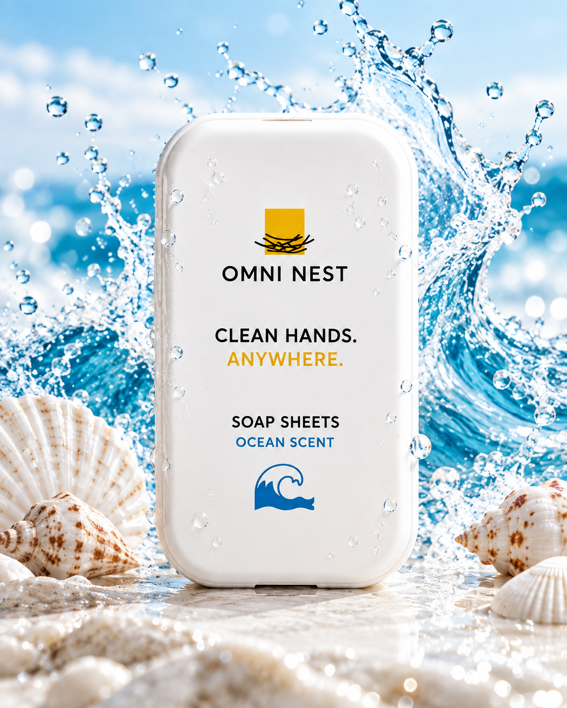OMNI NEST Portable Soap Sheets 50 Pack Ocean Breeze Travel Hand Wash Paper Soap